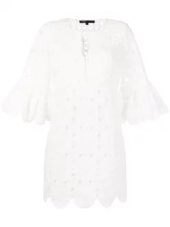 ( Neue Saison ) Maje White Gehäkeltes Kleid Damen