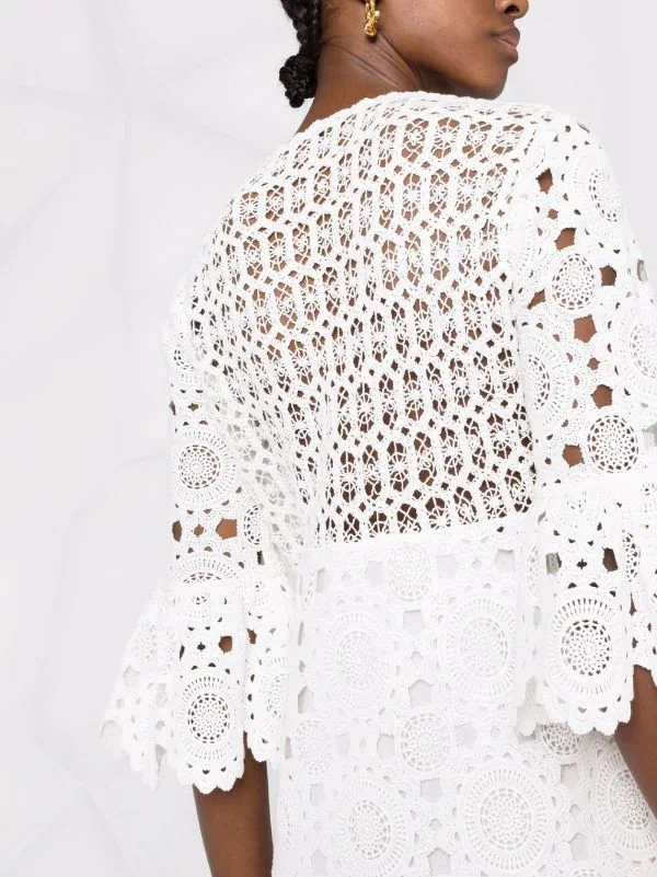 ( Neue Saison ) Maje White Gehäkeltes Kleid Damen 7 ( Neue Saison ) Maje White Gehäkeltes Kleid Damen – Bild 5