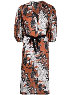 ( Neue Saison ) Maje Kleid Mit Abstraktem Print Ethnic Terracotta