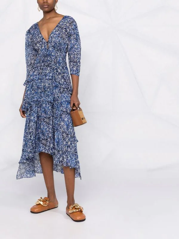 ( Neue Saison ) Maje Kleid Mit Geometrischem Muster INDIGO 4 ( Neue Saison ) Maje Kleid Mit Geometrischem Muster INDIGO – Bild 2