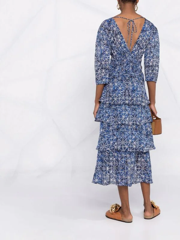 ( Neue Saison ) Maje Kleid Mit Geometrischem Muster INDIGO 8 ( Neue Saison ) Maje Kleid Mit Geometrischem Muster INDIGO – Bild 6