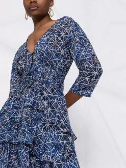 ( Neue Saison ) Maje Kleid Mit Geometrischem Muster INDIGO 12 ( Neue Saison ) Maje Kleid Mit Geometrischem Muster INDIGO -Outlet MAJE Store 18032837 38212381 600
