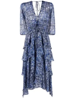 ( Neue Saison ) Maje Kleid Mit Geometrischem Muster INDIGO