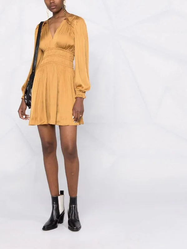 ( Neue Saison ) Maje Kleid Mit Langen Ärmeln 9974 GOLD 4 ( Neue Saison ) Maje Kleid Mit Langen Ärmeln 9974 GOLD – Bild 2