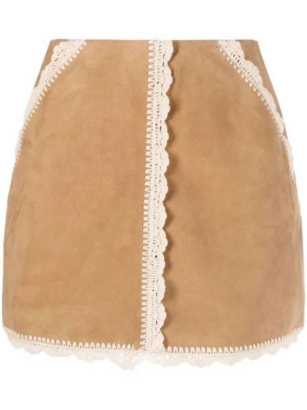 ( Neue Saison ) Maje Bestickter Minirock CAMEL 3 ( Neue Saison ) Maje Bestickter Minirock CAMEL