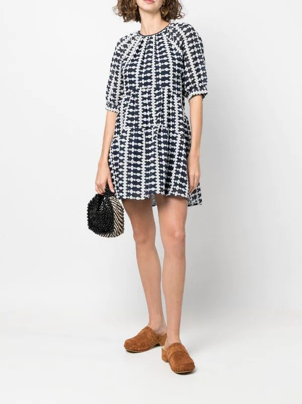 ( Neue Saison ) Maje Kleid Mit Geometrischem Muster D009 NAVY / ECRU 4 ( Neue Saison ) Maje Kleid Mit Geometrischem Muster D009 NAVY / ECRU – Bild 2