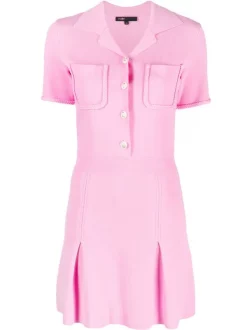 ( Neue Saison ) Maje Strickkleid Mit Knöpfen Pink