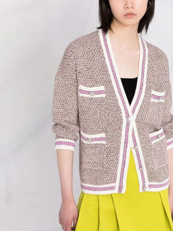 ( Neue Saison ) Maje Fuchsia Cardigan Mit V-Ausschnitt Damen 7 ( Neue Saison ) Maje Fuchsia Cardigan Mit V-Ausschnitt Damen – Bild 5