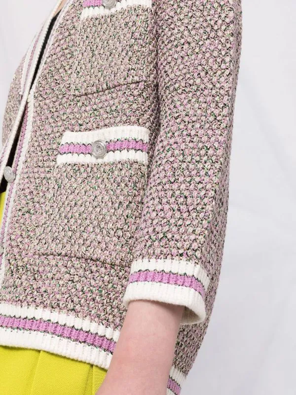 ( Neue Saison ) Maje Fuchsia Cardigan Mit V-Ausschnitt Damen 5 ( Neue Saison ) Maje Fuchsia Cardigan Mit V-Ausschnitt Damen – Bild 3