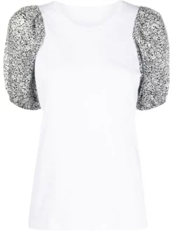 ( Neue Saison ) Maje BLACK / WHITE T-Shirt Mit Puffärmeln Damen