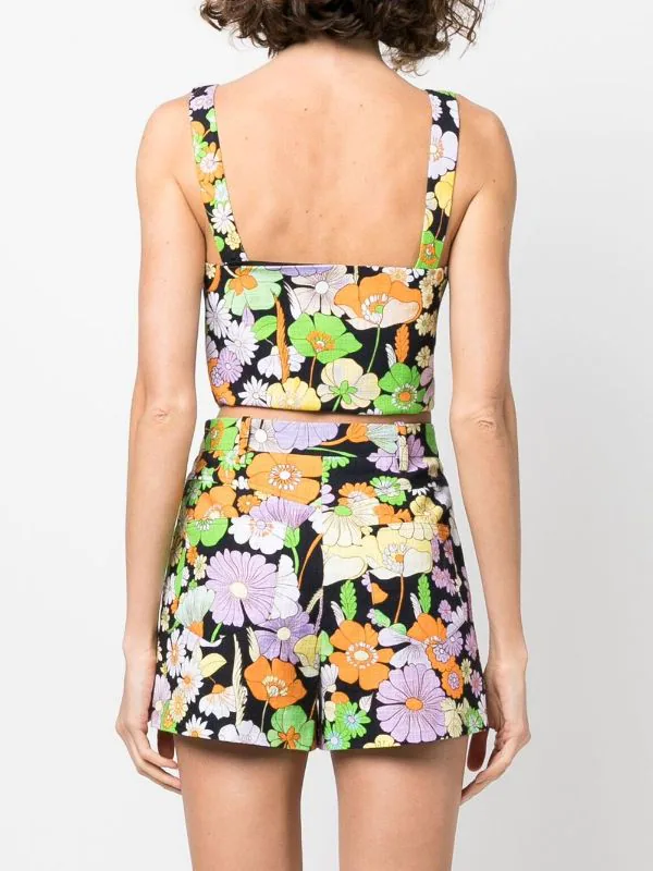 ( Neue Saison ) Maje Cropped-Top Mit Blumen-Print Black Flower Power 6 ( Neue Saison ) Maje Cropped-Top Mit Blumen-Print Black Flower Power – Bild 4