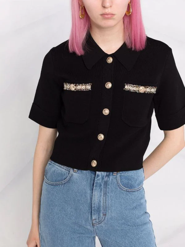 ( Neue Saison ) Maje Black Verziertes Hemd Damen 7 ( Neue Saison ) Maje Black Verziertes Hemd Damen – Bild 5