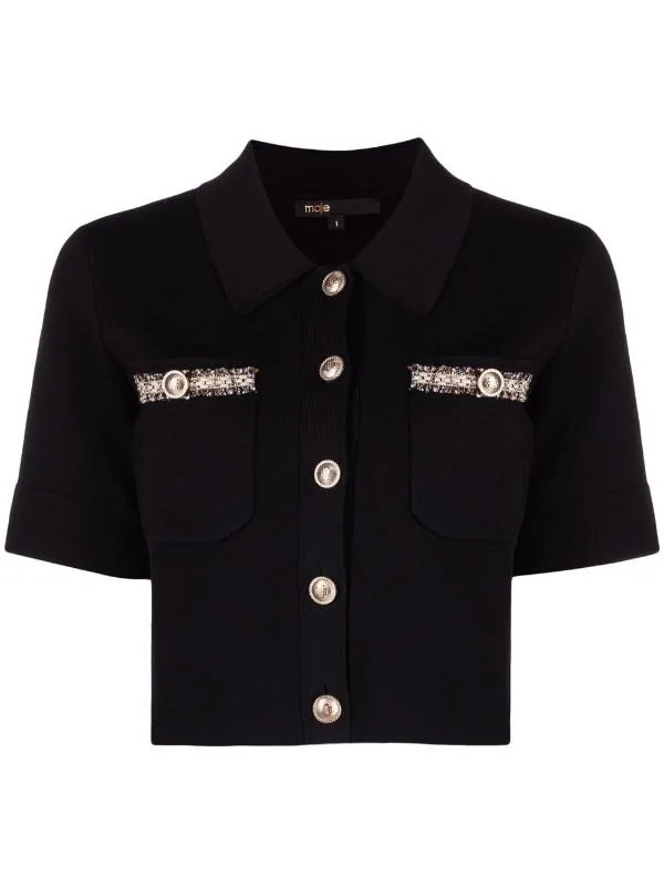 ( Neue Saison ) Maje Black Verziertes Hemd Damen 3 ( Neue Saison ) Maje Black Verziertes Hemd Damen