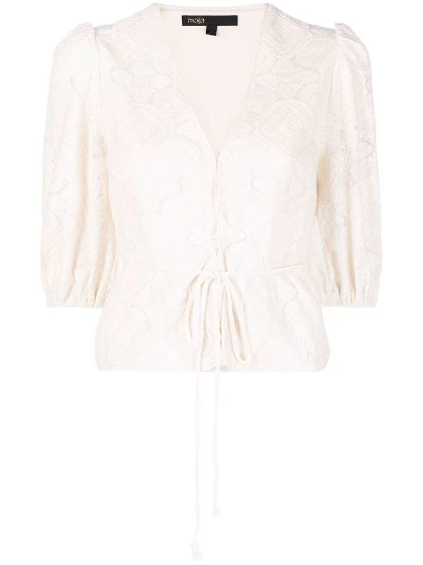 ( Neue Saison ) Maje Ecru Oberteil Mit Pailletten Damen 3 ( Neue Saison ) Maje Ecru Oberteil Mit Pailletten Damen