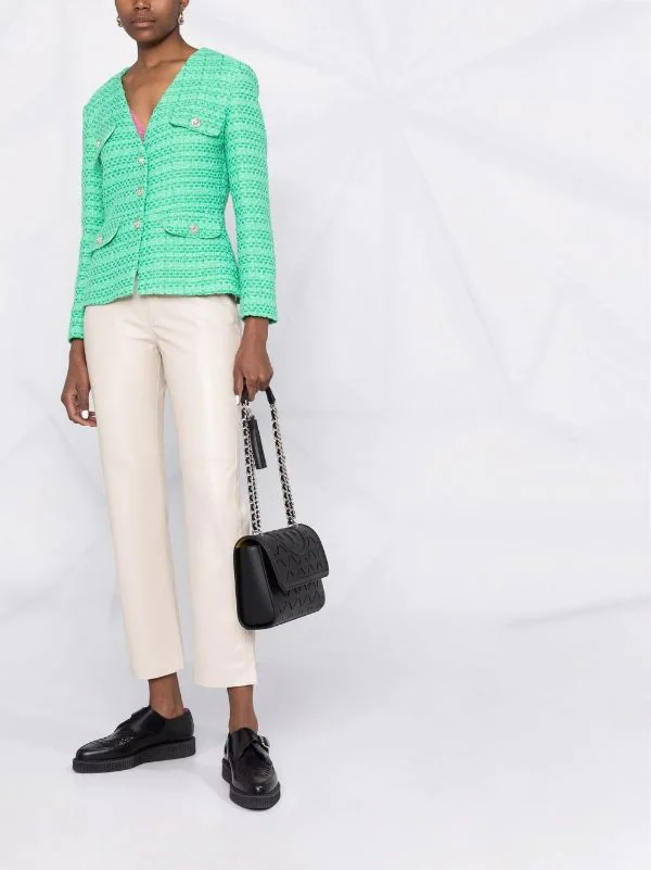 ( Neue Saison ) Maje Green Tweed-Jacke Damen 4 ( Neue Saison ) Maje Green Tweed-Jacke Damen – Bild 2