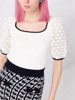 ( Neue Saison ) Maje White Oberteil Mit Gehäkelten Ärmeln Damen 12 ( Neue Saison ) Maje White Oberteil Mit Gehäkelten Ärmeln Damen -Outlet MAJE Store 18034144 38210003 600