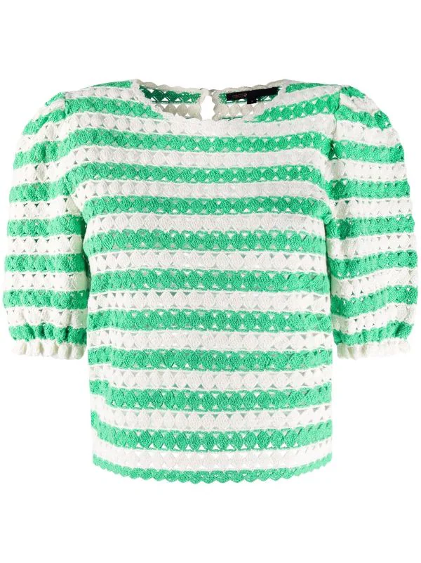 ( Neue Saison ) Maje Marigna Top Ecru / Green 3 ( Neue Saison ) Maje Marigna Top Ecru / Green