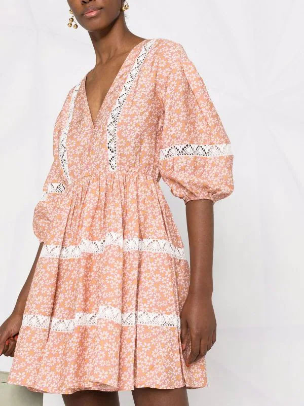 ( Neue Saison ) Maje Florales Kleid Mit Puffärmeln Pink Daisy 7 ( Neue Saison ) Maje Florales Kleid Mit Puffärmeln Pink Daisy – Bild 5