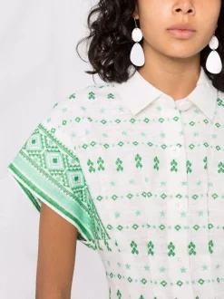 ( Neue Saison ) Maje Ecru / Green Besticktes Kleid Damen -Outlet MAJE Store 18034177 38209803 600