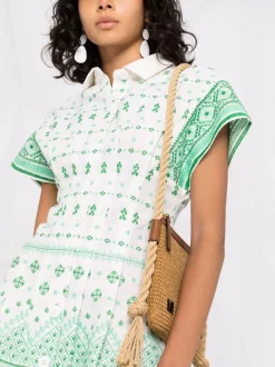 ( Neue Saison ) Maje Ecru / Green Besticktes Kleid Damen -Outlet MAJE Store 18034177 38212113 600