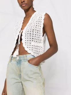 ( Neue Saison ) Maje White Gehäkelte Weste Damen 12 ( Neue Saison ) Maje White Gehäkelte Weste Damen -Outlet MAJE Store 18034182 38205217 600