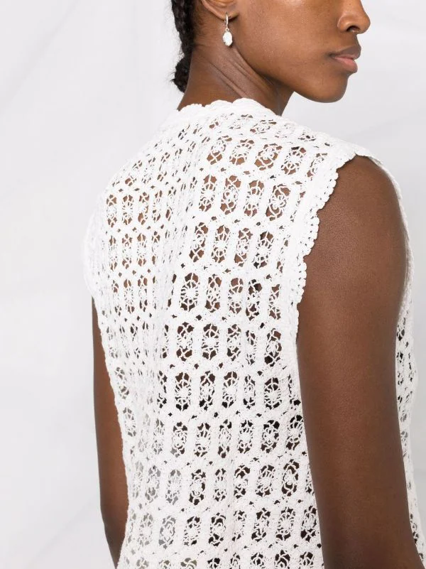 ( Neue Saison ) Maje White Gehäkelte Weste Damen 5 ( Neue Saison ) Maje White Gehäkelte Weste Damen – Bild 3