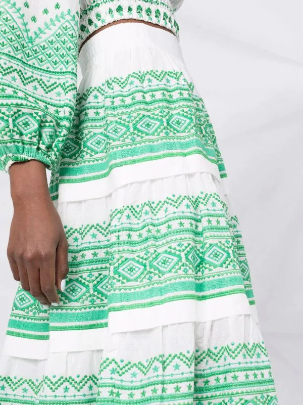 ( Neue Saison ) Maje Ecru / Green Bestickter Rock Damen 5 ( Neue Saison ) Maje Ecru / Green Bestickter Rock Damen – Bild 3