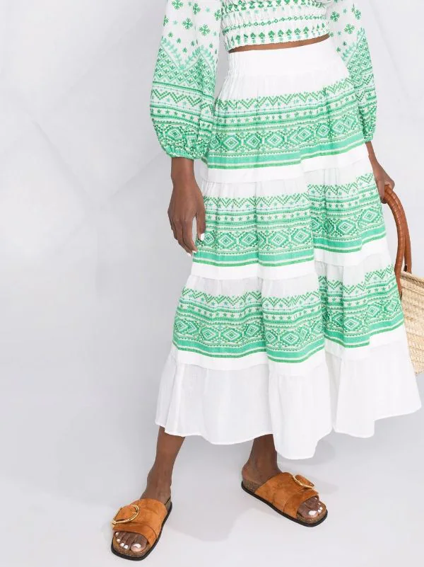 ( Neue Saison ) Maje Ecru / Green Bestickter Rock Damen 7 ( Neue Saison ) Maje Ecru / Green Bestickter Rock Damen – Bild 5