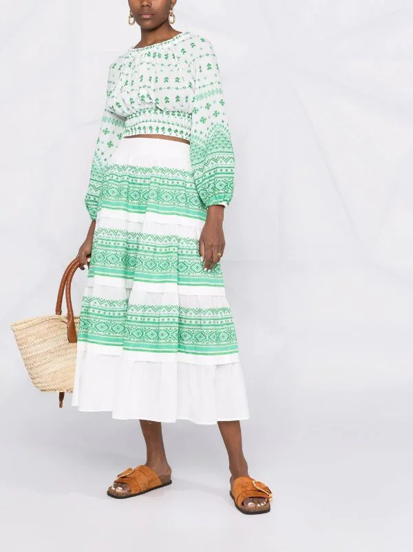 ( Neue Saison ) Maje Ecru / Green Bestickter Rock Damen 4 ( Neue Saison ) Maje Ecru / Green Bestickter Rock Damen – Bild 2