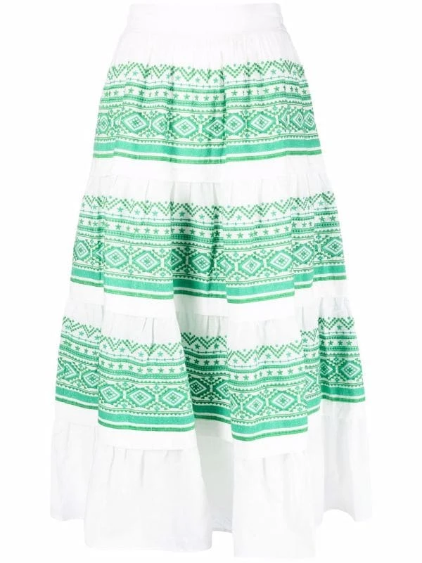 ( Neue Saison ) Maje Ecru / Green Bestickter Rock Damen 3 ( Neue Saison ) Maje Ecru / Green Bestickter Rock Damen