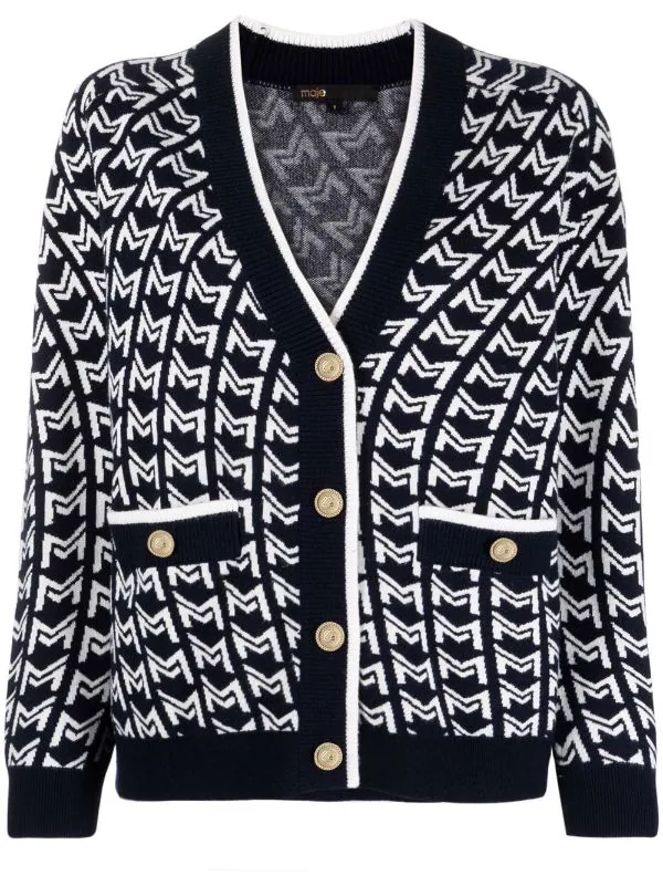 ( Neue Saison ) Maje Cardigan Mit Monogramm Navy 3 ( Neue Saison ) Maje Cardigan Mit Monogramm Navy