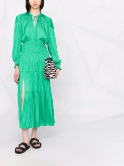 ( Neue Saison ) Maje Green Kleid Mit Gesmokter Taille Damen 9 ( Neue Saison ) Maje Green Kleid Mit Gesmokter Taille Damen -Outlet MAJE Store 18034189 38221995 600