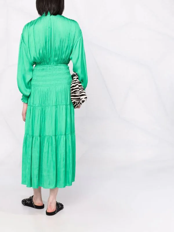 ( Neue Saison ) Maje Green Kleid Mit Gesmokter Taille Damen 6 ( Neue Saison ) Maje Green Kleid Mit Gesmokter Taille Damen – Bild 4