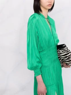 ( Neue Saison ) Maje Green Kleid Mit Gesmokter Taille Damen 10 ( Neue Saison ) Maje Green Kleid Mit Gesmokter Taille Damen -Outlet MAJE Store 18034189 38224258 600