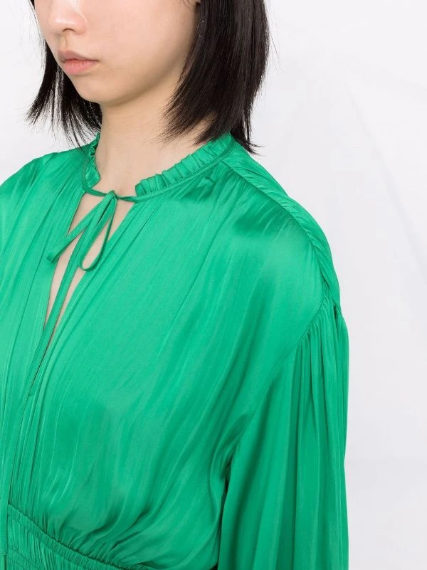 ( Neue Saison ) Maje Green Kleid Mit Gesmokter Taille Damen 7 ( Neue Saison ) Maje Green Kleid Mit Gesmokter Taille Damen – Bild 5