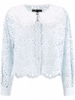 ( Neue Saison ) Maje Bestickte Bluse Mit Latzkragen Damen