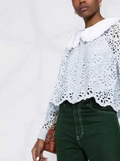 ( Neue Saison ) Maje Bestickte Bluse Mit Latzkragen Damen 12 ( Neue Saison ) Maje Bestickte Bluse Mit Latzkragen Damen -Outlet MAJE Store 18034200 38223931 600