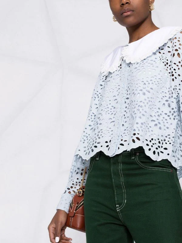 ( Neue Saison ) Maje Bestickte Bluse Mit Latzkragen Damen 7 ( Neue Saison ) Maje Bestickte Bluse Mit Latzkragen Damen – Bild 5