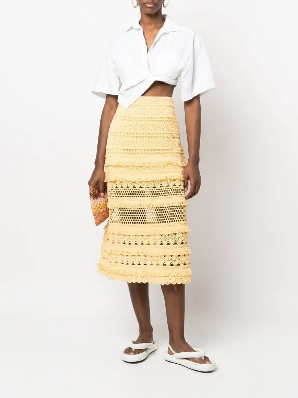 ( Neue Saison ) Maje Yellow Gehäkelter Juarez Rock Damen 4 ( Neue Saison ) Maje Yellow Gehäkelter Juarez Rock Damen – Bild 2