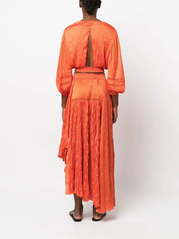 Maje Langärmelige Cropped-Bluse Orange 6 Maje Langärmelige Cropped-Bluse Orange – Bild 4