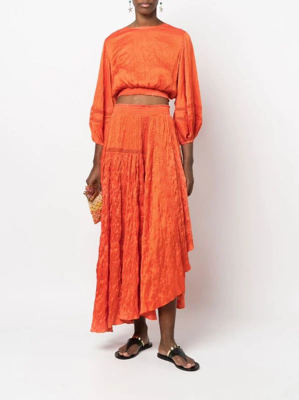 Maje Langärmelige Cropped-Bluse Orange 4 Maje Langärmelige Cropped-Bluse Orange – Bild 2