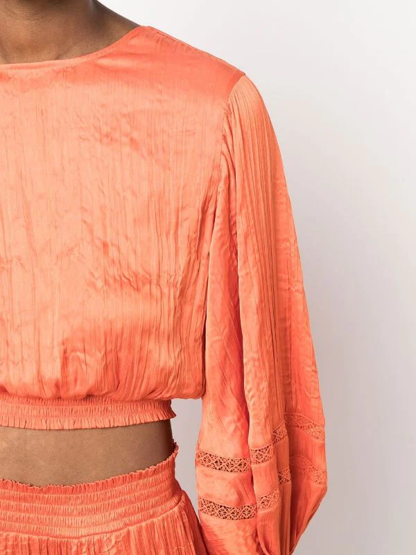 Maje Langärmelige Cropped-Bluse Orange 7 Maje Langärmelige Cropped-Bluse Orange – Bild 5