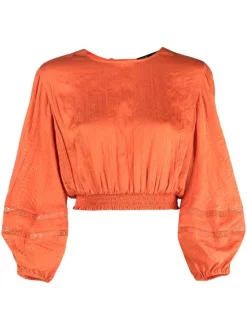 Maje Langärmelige Cropped-Bluse Orange